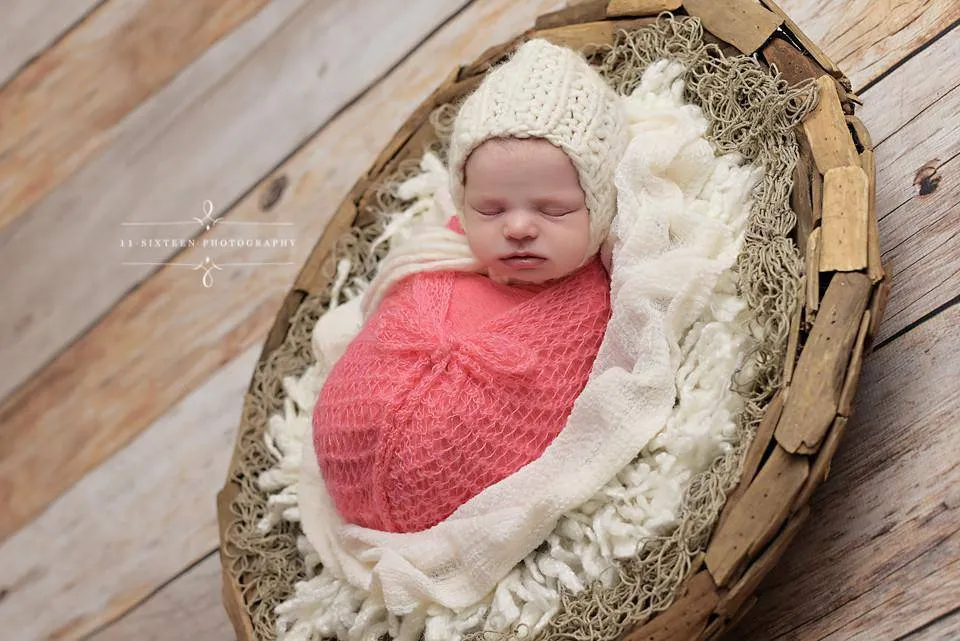 Watermelon Pink Mohair Knit Baby Wrap