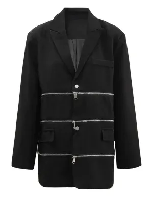 Wenkouban-Winter outfits Christmas Black Friday Two Way Zipper Oversized Blazer Jacket