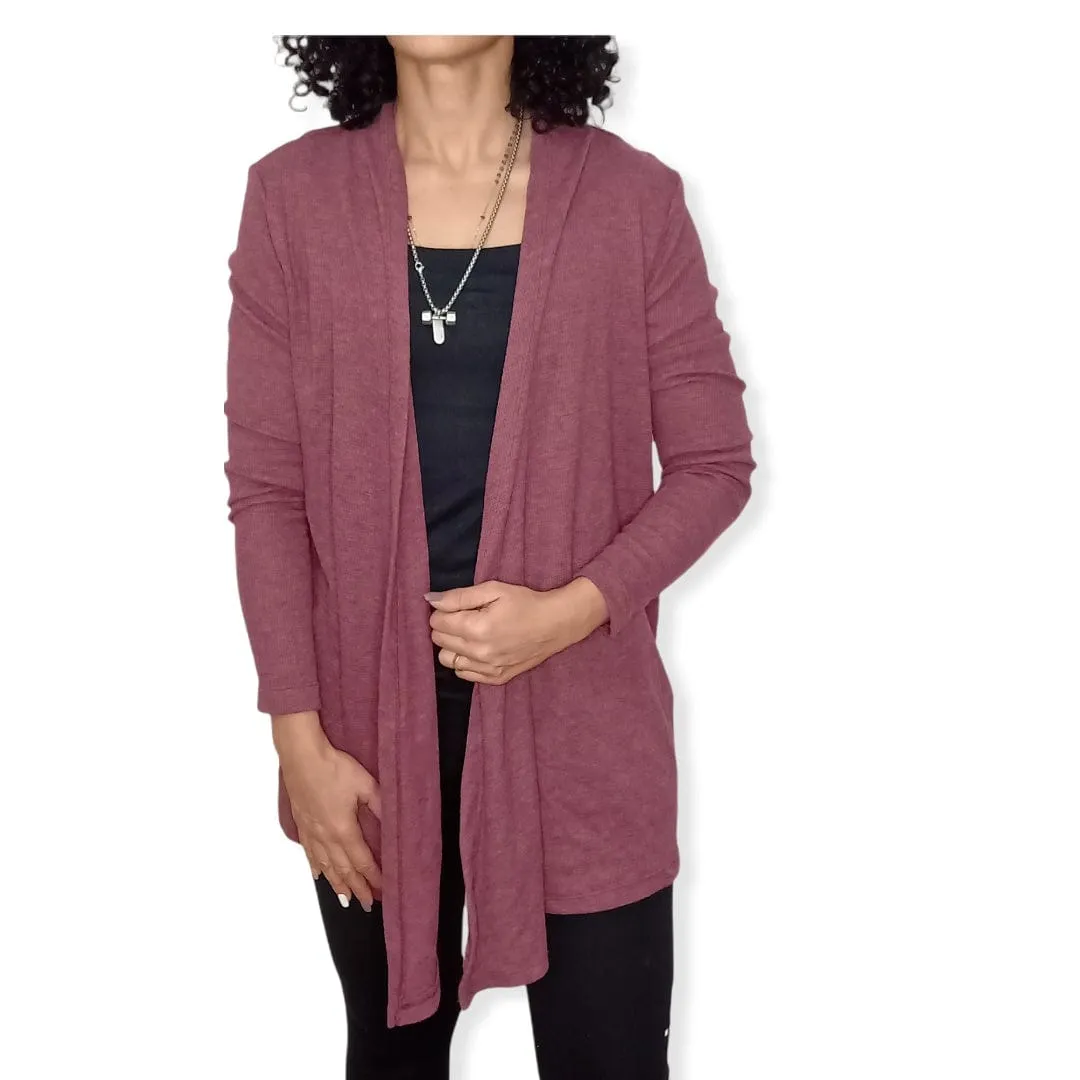 Women Cotton Cardigan - Burgundy