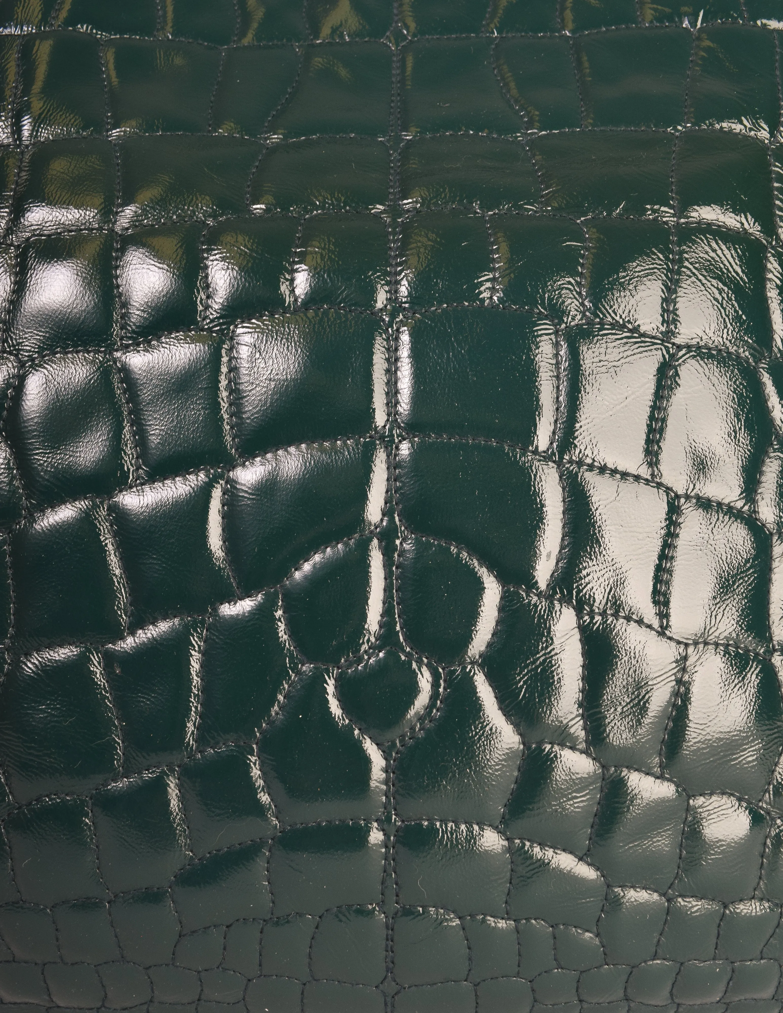 Yves Saint Laurent Vintage Dark Green Croc Embossed Patent Leather Metropolis Tribute Tote Bag